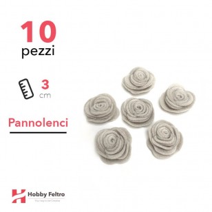 Rosa Piccola Pannolenci 10 Pezzi Grigio COD.01
