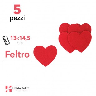 Kit Cuore Grande in Feltro 5 Pezzi 13x14,5cm Colore a Scelta