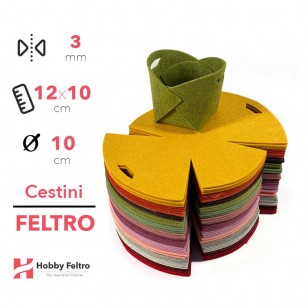 Cestini in Feltro Colorati a Scelta Piccoli 3mm 12x10cm