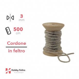 Cordone in Feltro di Lana Tortora Chiaro 3mm 500cm COD.06