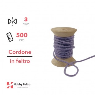 Cordone in Feltro di Lana Viola 3mm 500cm COD.18