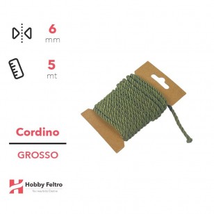 Cordoncino Grosso Verde Oliva 8mm Confezione 5 metri COD.a7