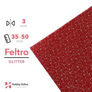 Feltro Glitterato cuoricino Rosso 3mm 35x50cm COD.VINE2